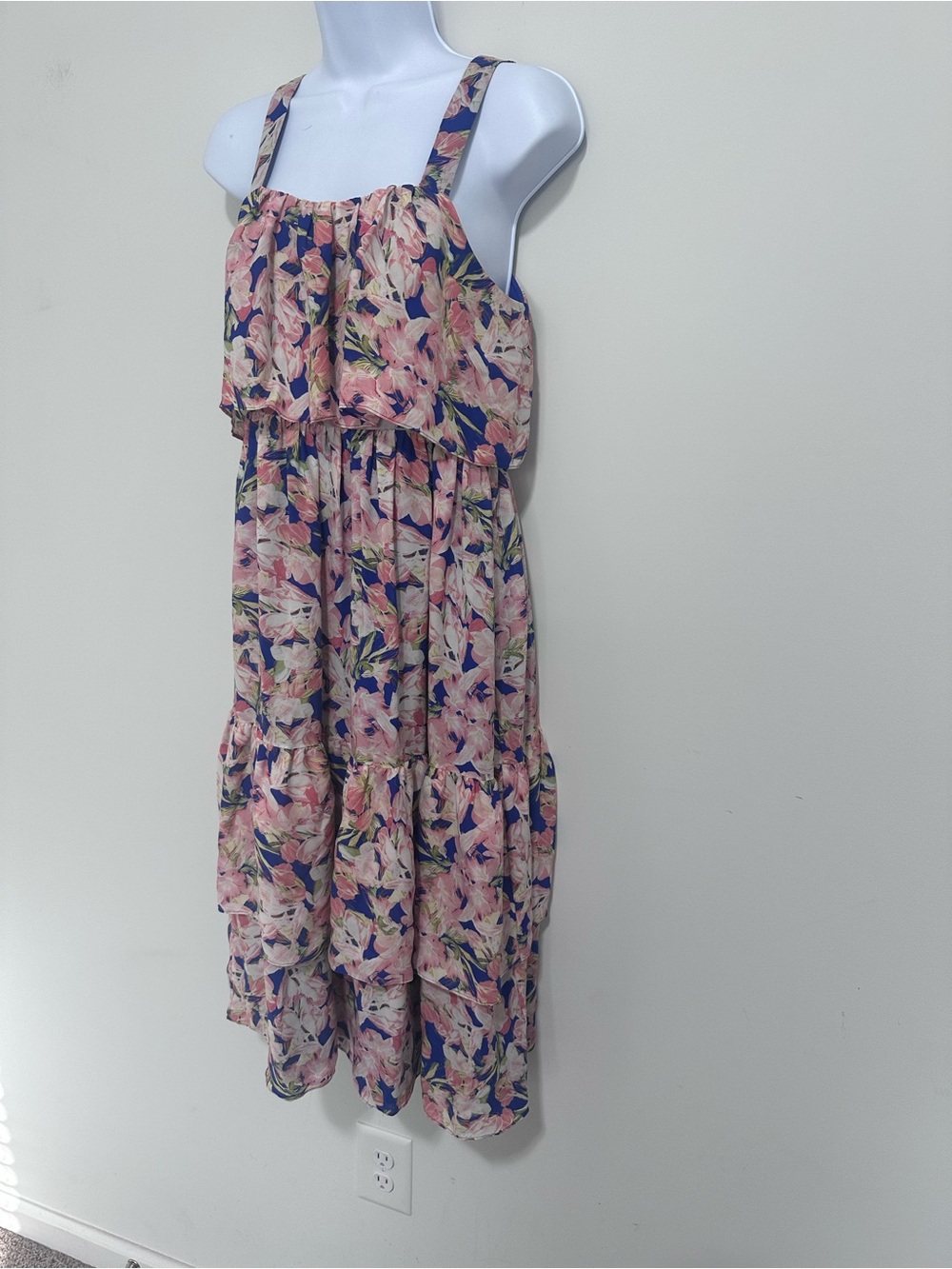 J. Crew Collection Silk Brushstroke Floral Printed Tiered Flouncy Midi Dress - Picture 4 of 8
